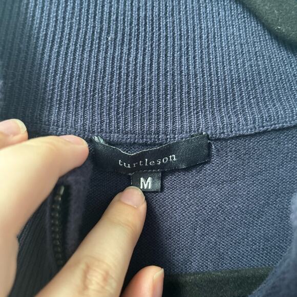 Turtleson Navy Pima Cotton Quarter Zip Sweater - Picture 2 of 6